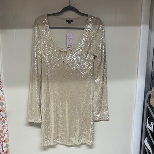wild fable Cream Sequin Mini Dress